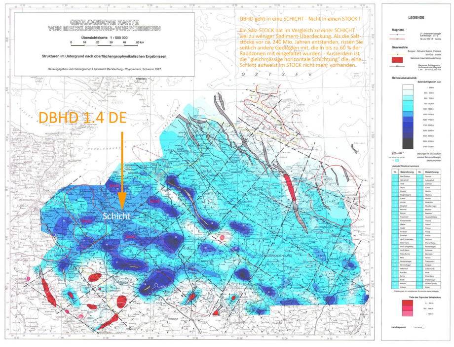 DBHD Endlager Standort in Steinsalz-SCHICHT Geologie bei Glasin - Geologische Karte des Zechsteinmeeres vom LUNG M-V